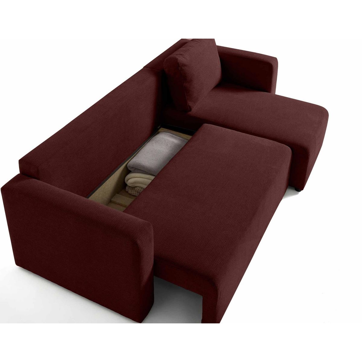 BEST MOBILIER Canopy - canapé d'angle réversible - 4 places - convertible avec coffre - en tissu texturé