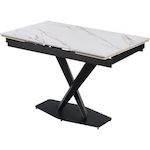 Habitat et Jardin Table à manger extensible en céramique 6 à 10 personnes   Silence  - Blanc marbré gold