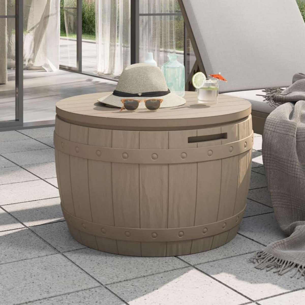 VIDAXL Boîte de rangement de jardin 3 en 1 marron clair polypropylene