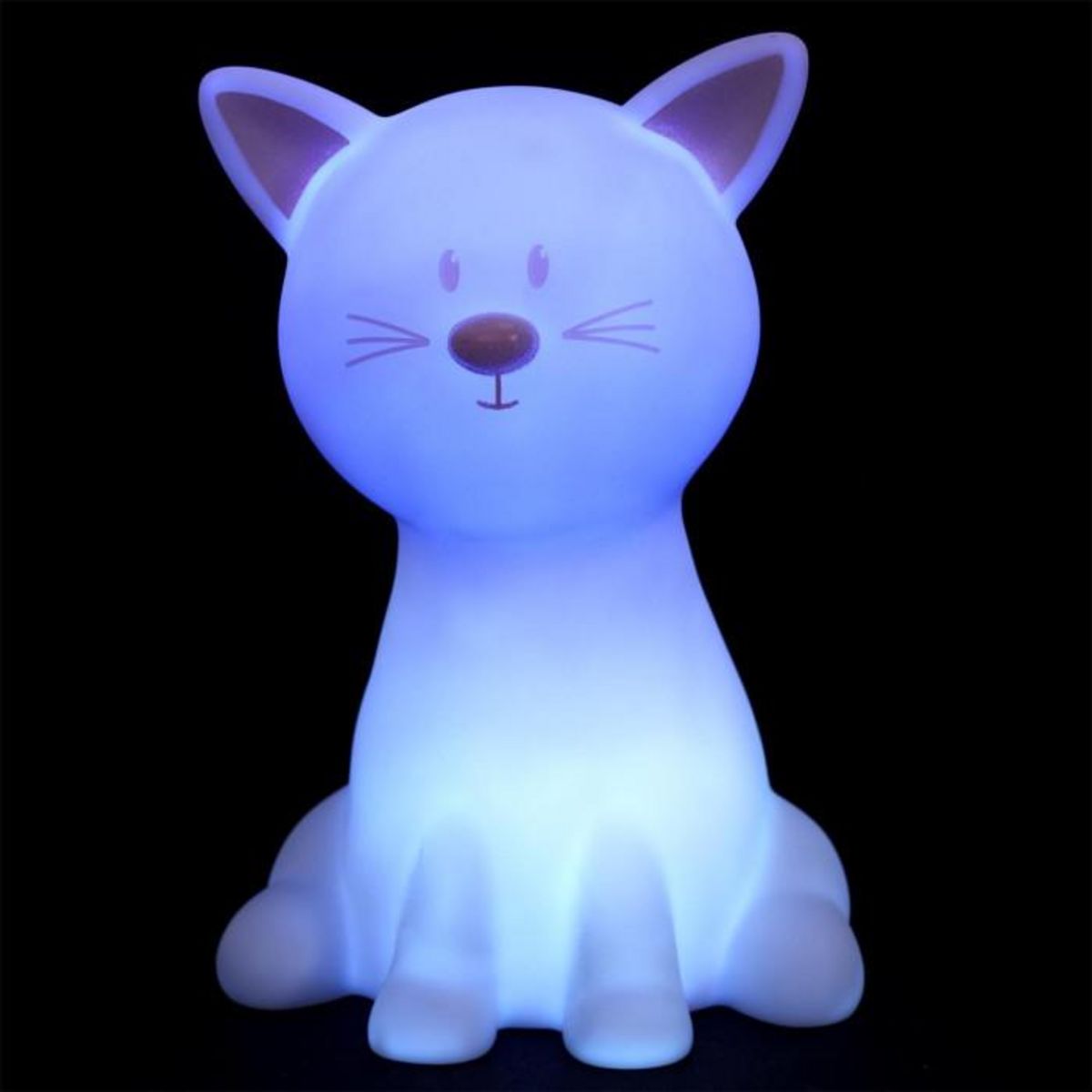Paris Prix Lampe Veilleuse Enfant Led  Chat  19cm Blanc