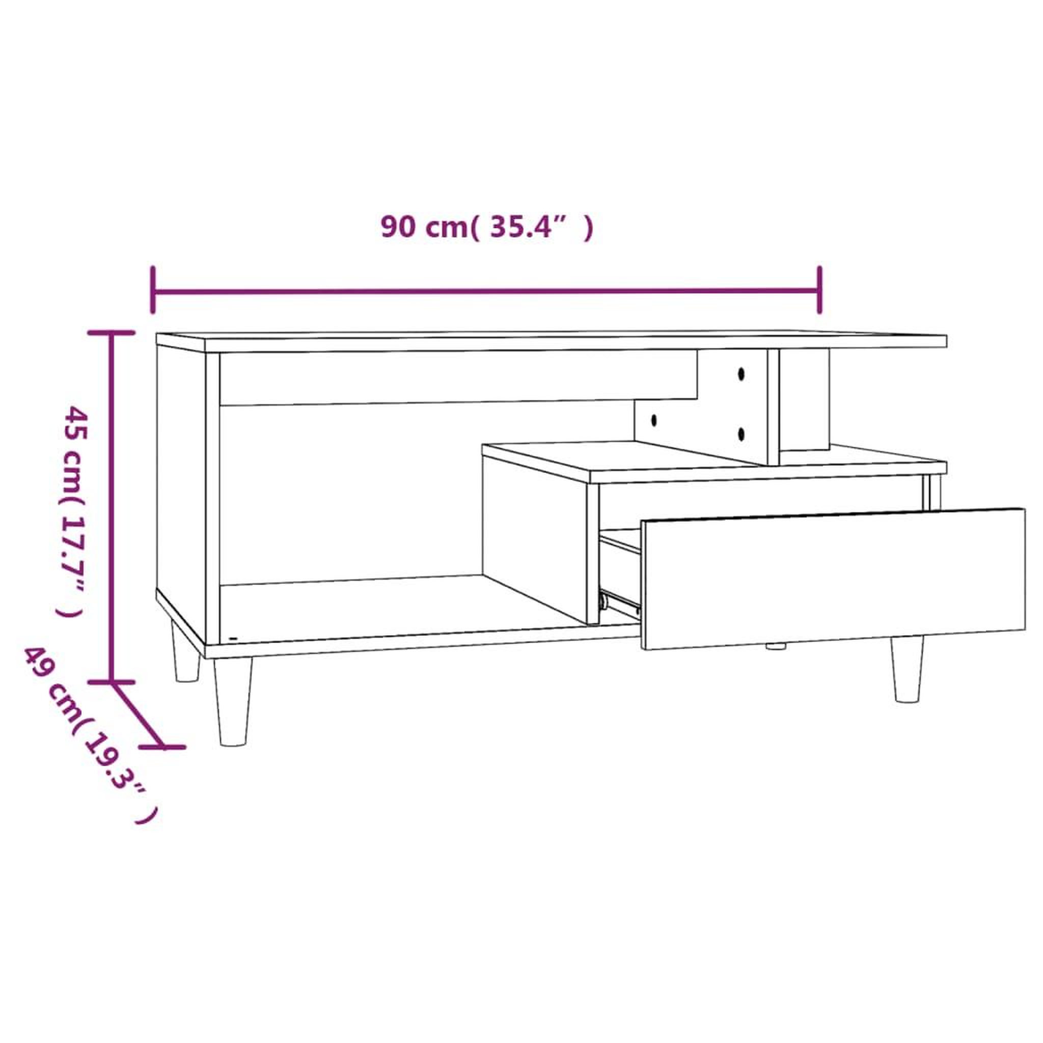 Voir la diapositive 6 : VIDAXL Table basse Sonoma gris 90x49x45 cm Bois d'ingenierie