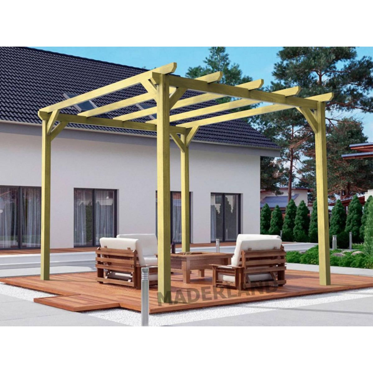 JARDIDECO Pergola massive en bois Le Havre 600 x 420 cm - Maderland