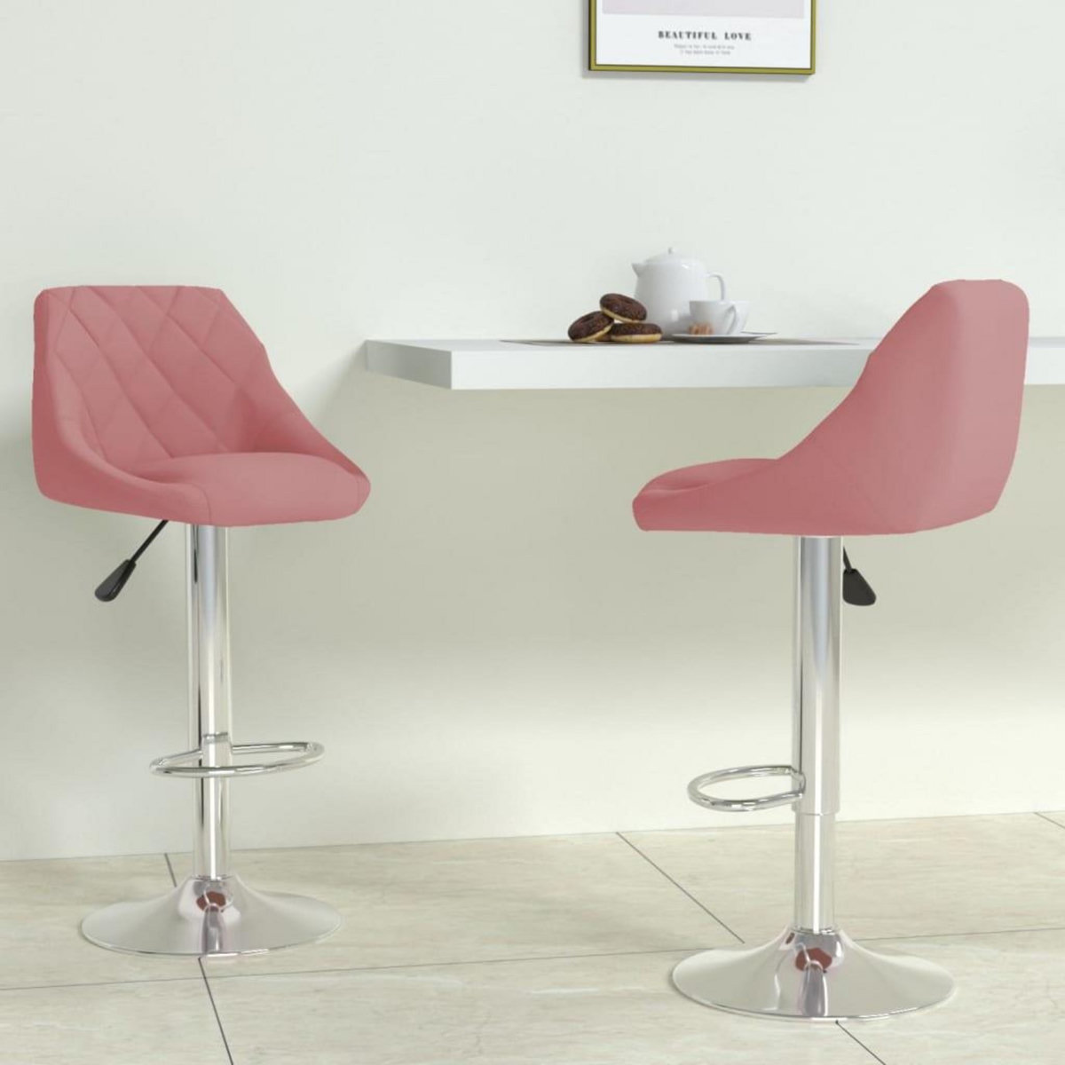 VIDAXL Tabourets de bar lot de 2 rose velours