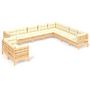 Voir la diapositive 2 : VIDAXL Salon de jardin 10 pcs avec coussins creme bois de pin massif