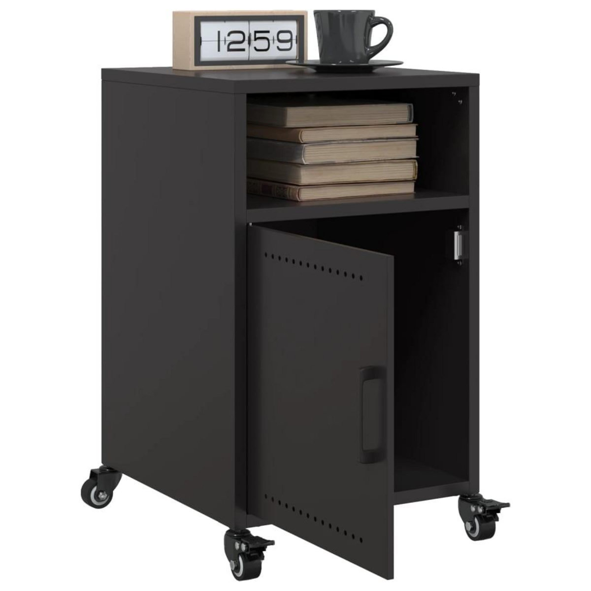 VIDAXL Table de chevet noir 36x39x59 cm acier