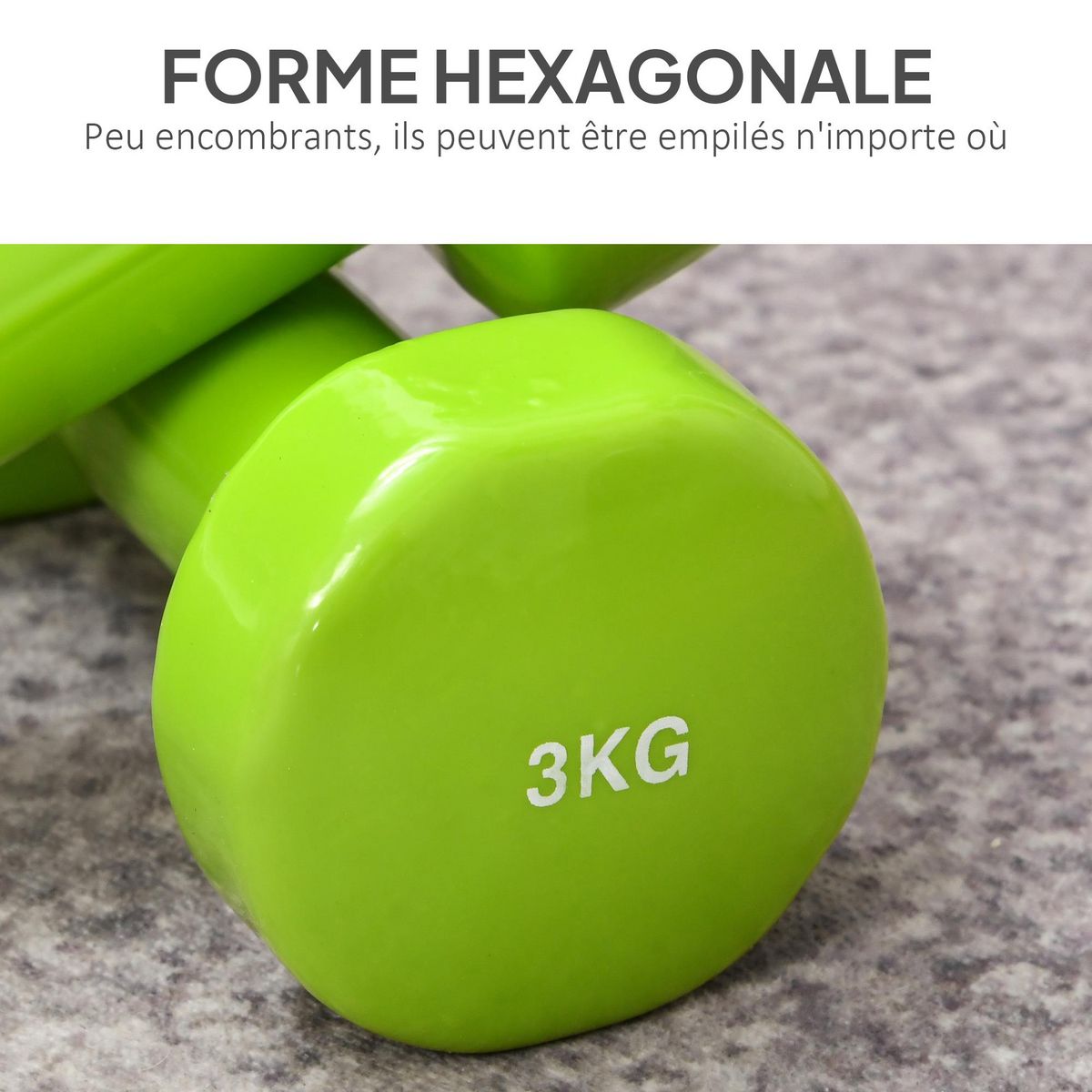 HOMCOM Ensemble d'haltères hexagonales total 20 Kg 8 pièces 1-4 Kg acier PU multicolore