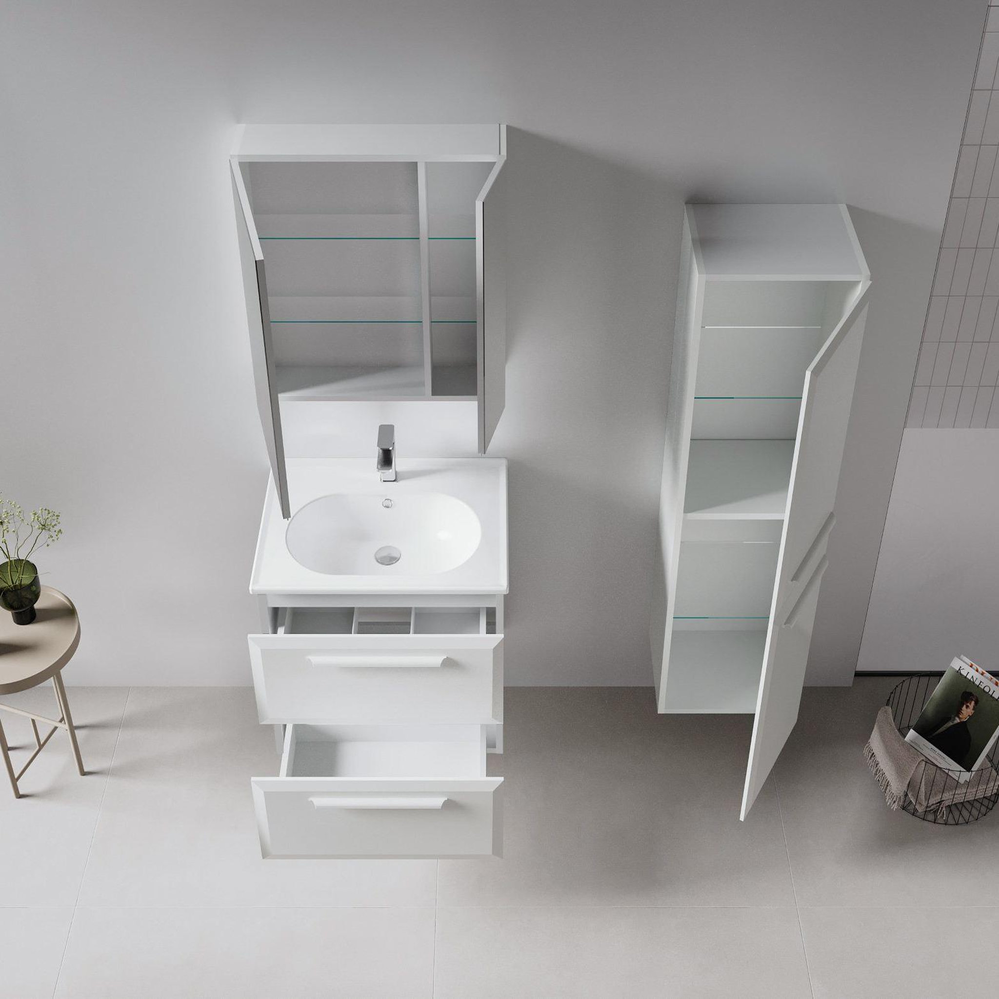 Voir la diapositive 3 : Habitat et Jardin Meuble avec simple vasque et miroir  Nuvola 65 v2  - 65 x 50 x 62 cm - Cashmere
