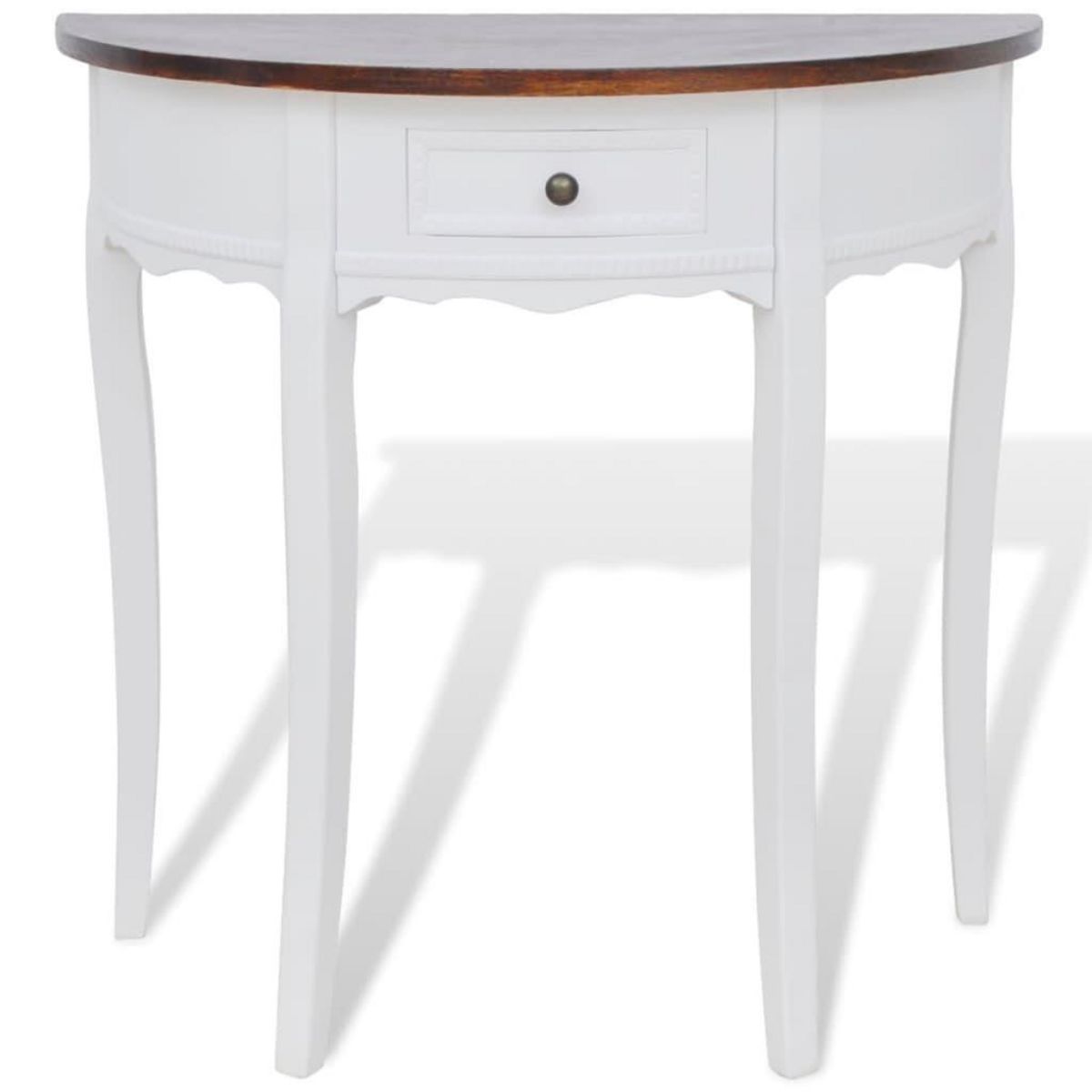 VIDAXL Table console avec tiroir et dessus de table marron Demi-ronde