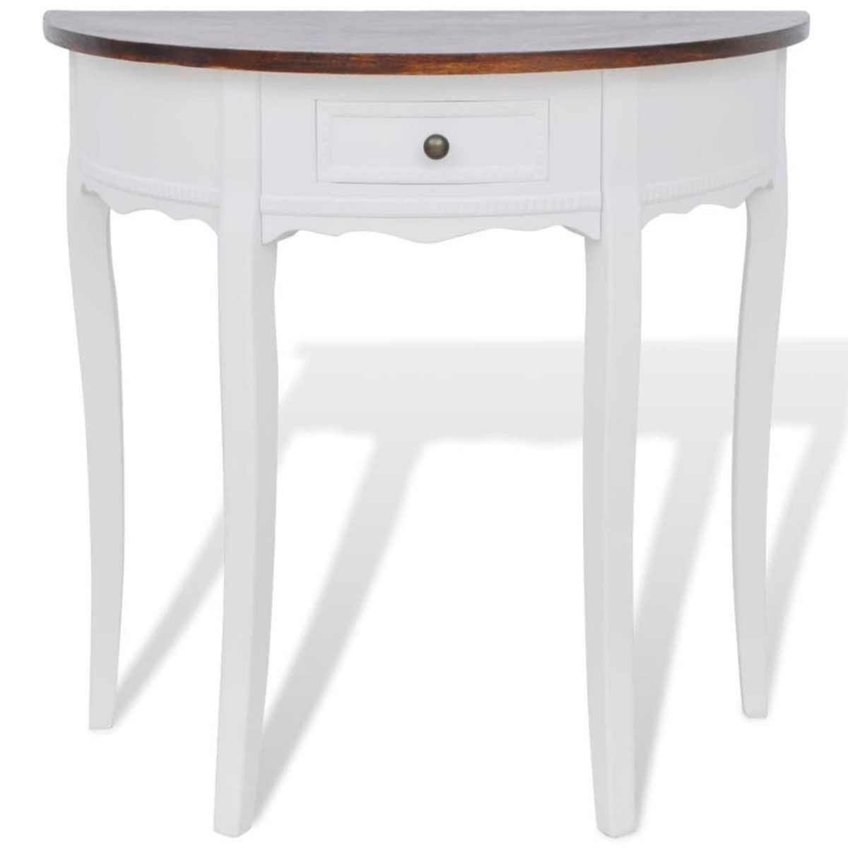 VIDAXL Table console avec tiroir et dessus de table marron Demi-ronde