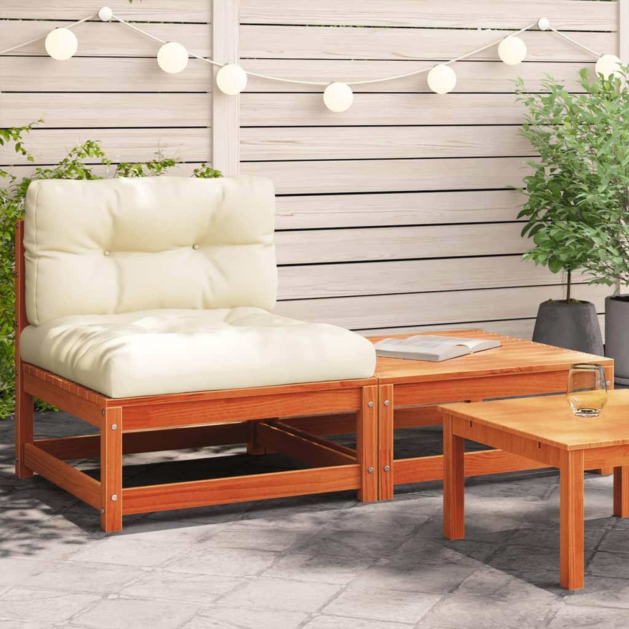 Voir la diapositive 1 : VIDAXL Canape de jardin sans accoudoirs avec coussins et repose-pieds