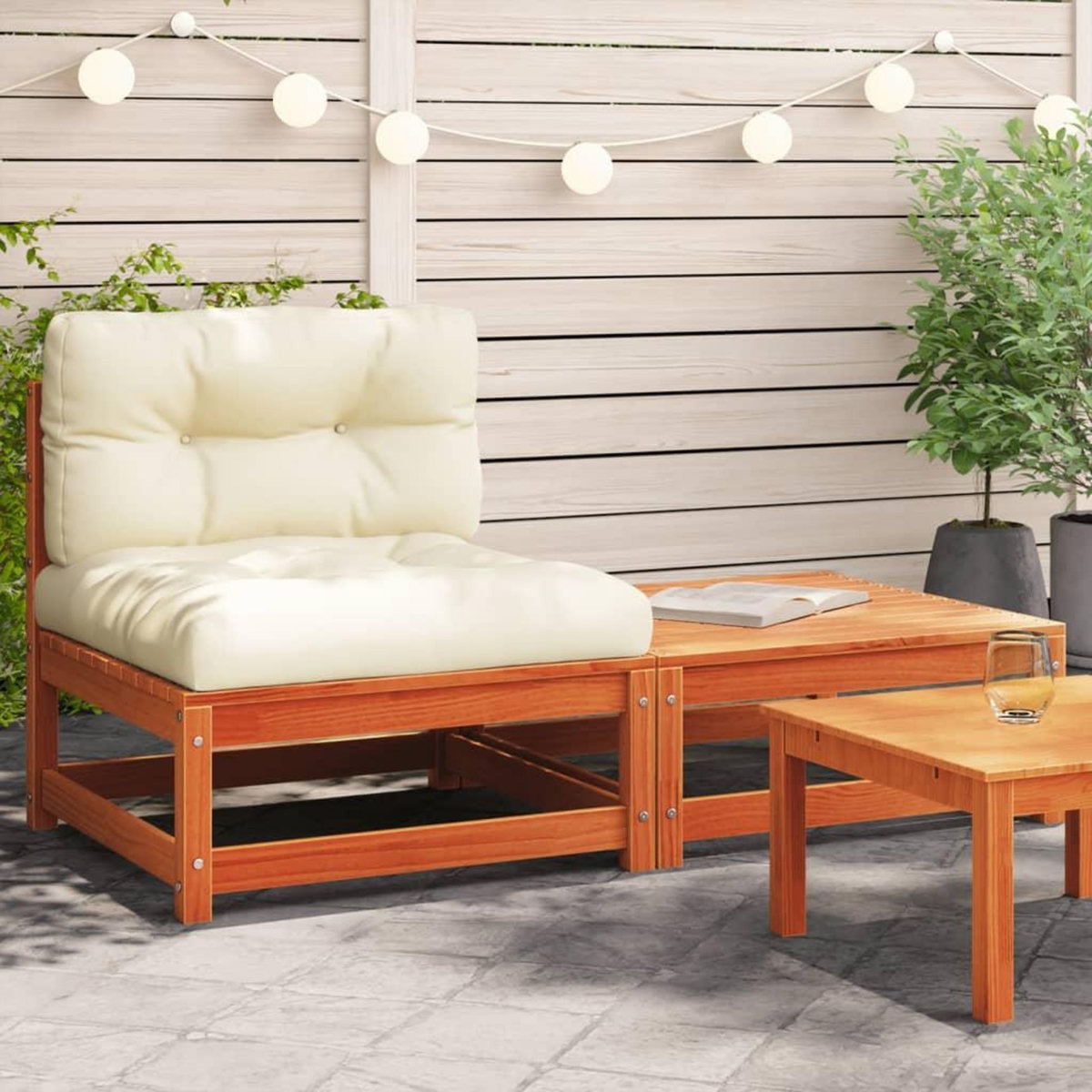 VIDAXL Canape de jardin sans accoudoirs avec coussins et repose-pieds