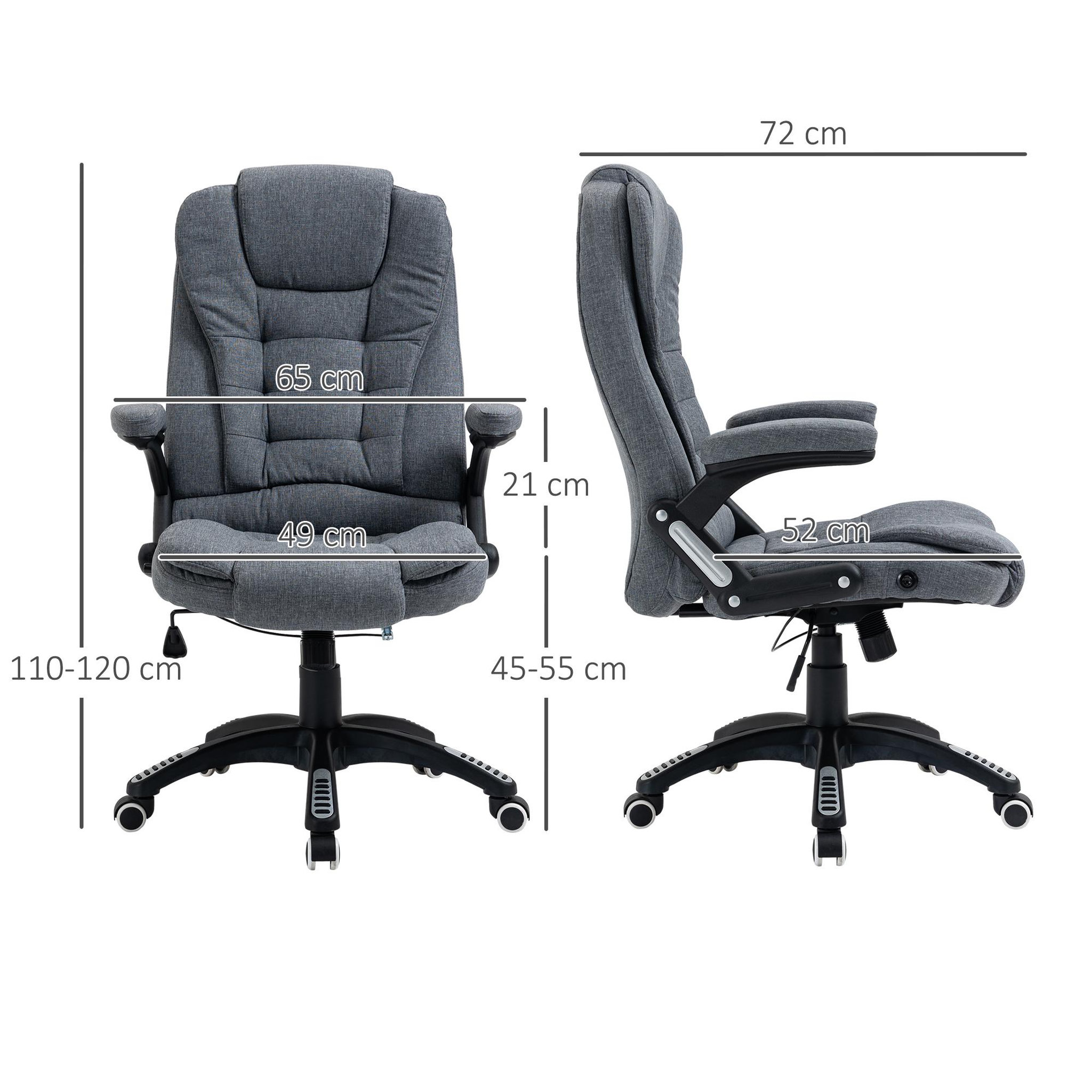 Voir la diapositive 3 : VINSETTO Vinsetto Fauteuil de bureau direction ergonomique hauteur réglable dossier inclinable toile de lin gris chiné
