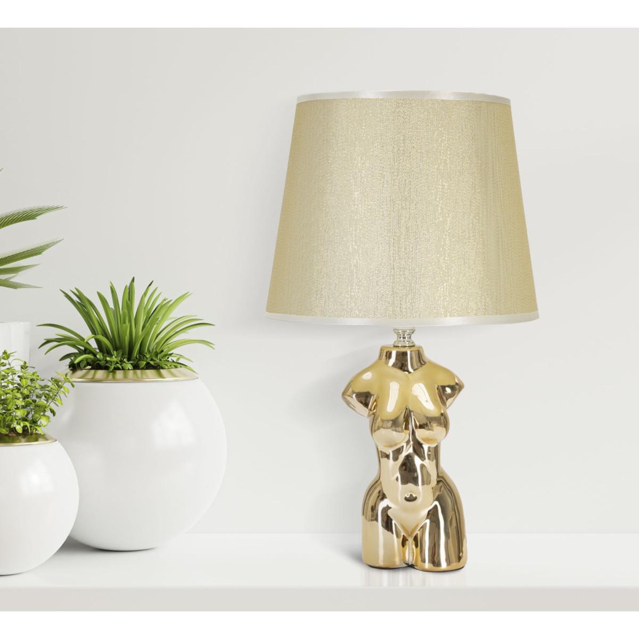 Voir la diapositive 5 : Paris Prix Lampe à poser en céramique  woman  42cm or