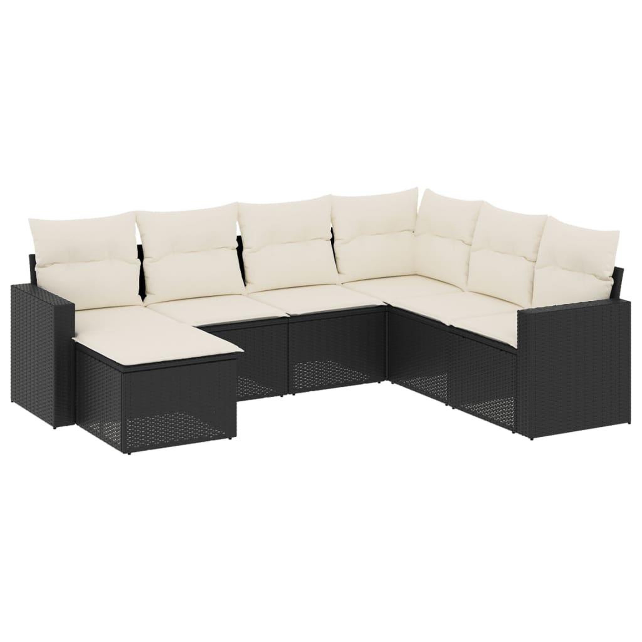 Voir la diapositive 2 : VIDAXL Salon de jardin 7 pcs avec coussins noir resine tressee