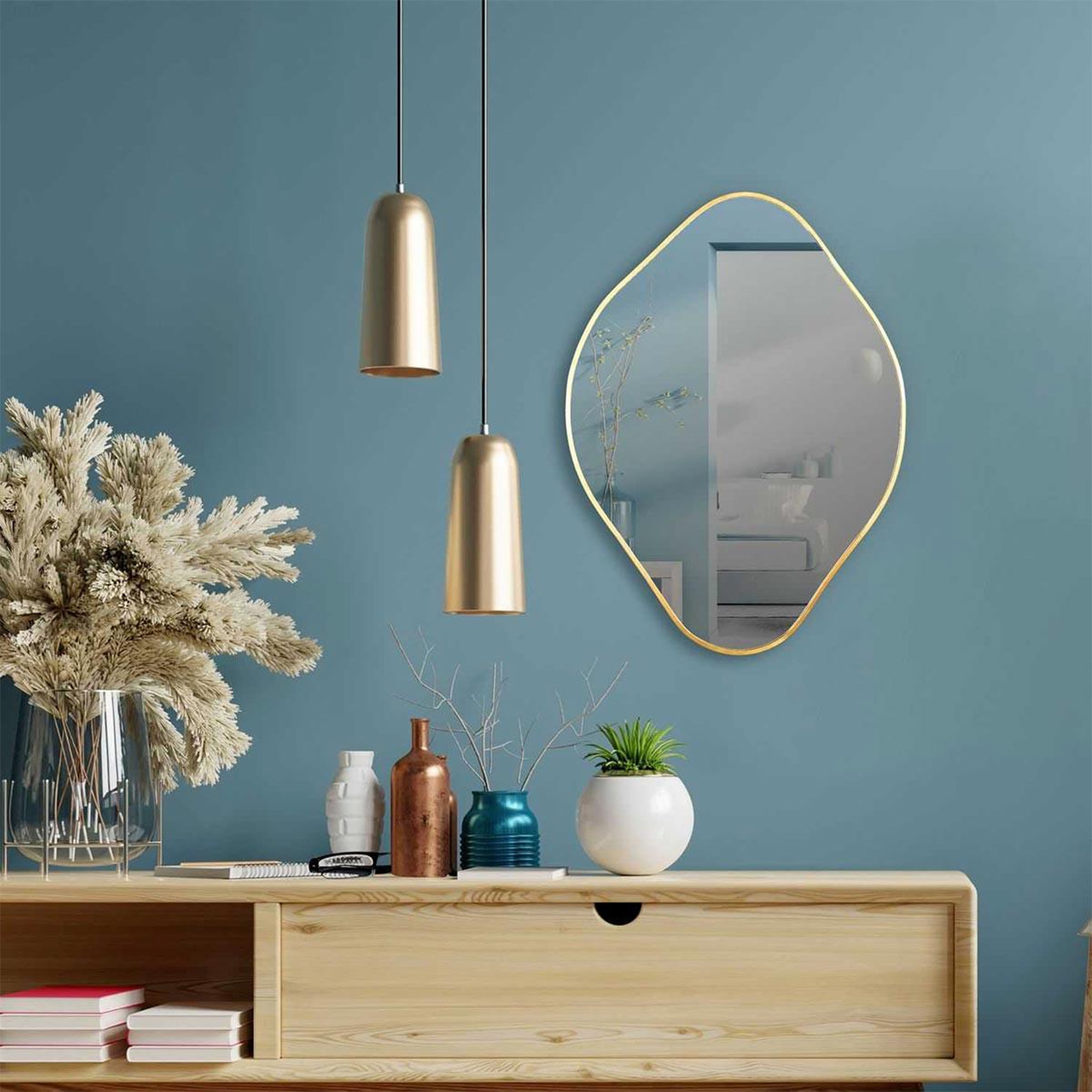 Voir la diapositive 2 : The Home Deco Factory Miroir losange déco  come  60cm or