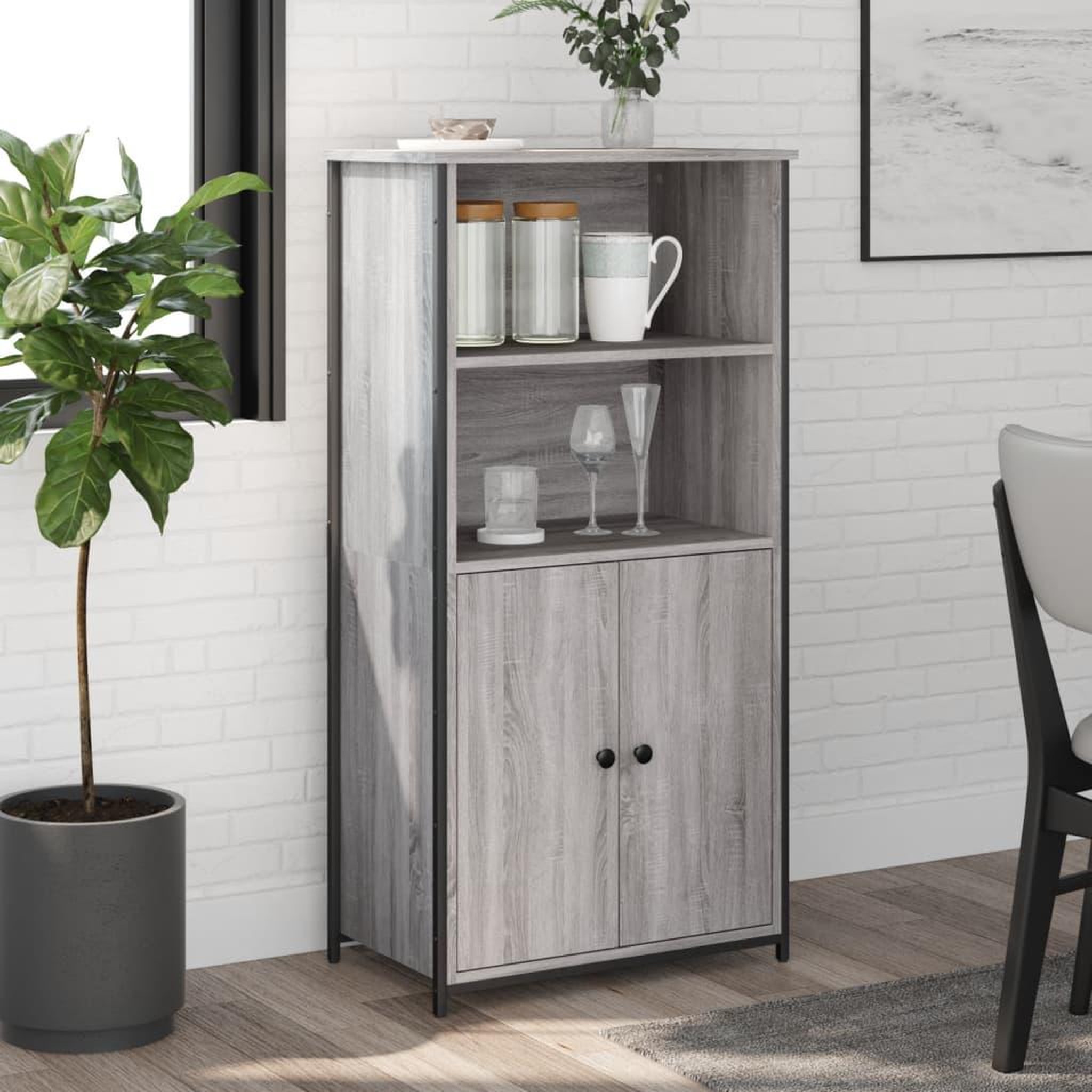 VIDAXL Buffet haut sonoma gris 62x36x121,5 cm bois d'ingenierie