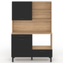 Voir la diapositive 3 : ID MARKET Buffet de cuisine 120 CM CINA 3 portes + 1 tiroir façon hêtre et noir