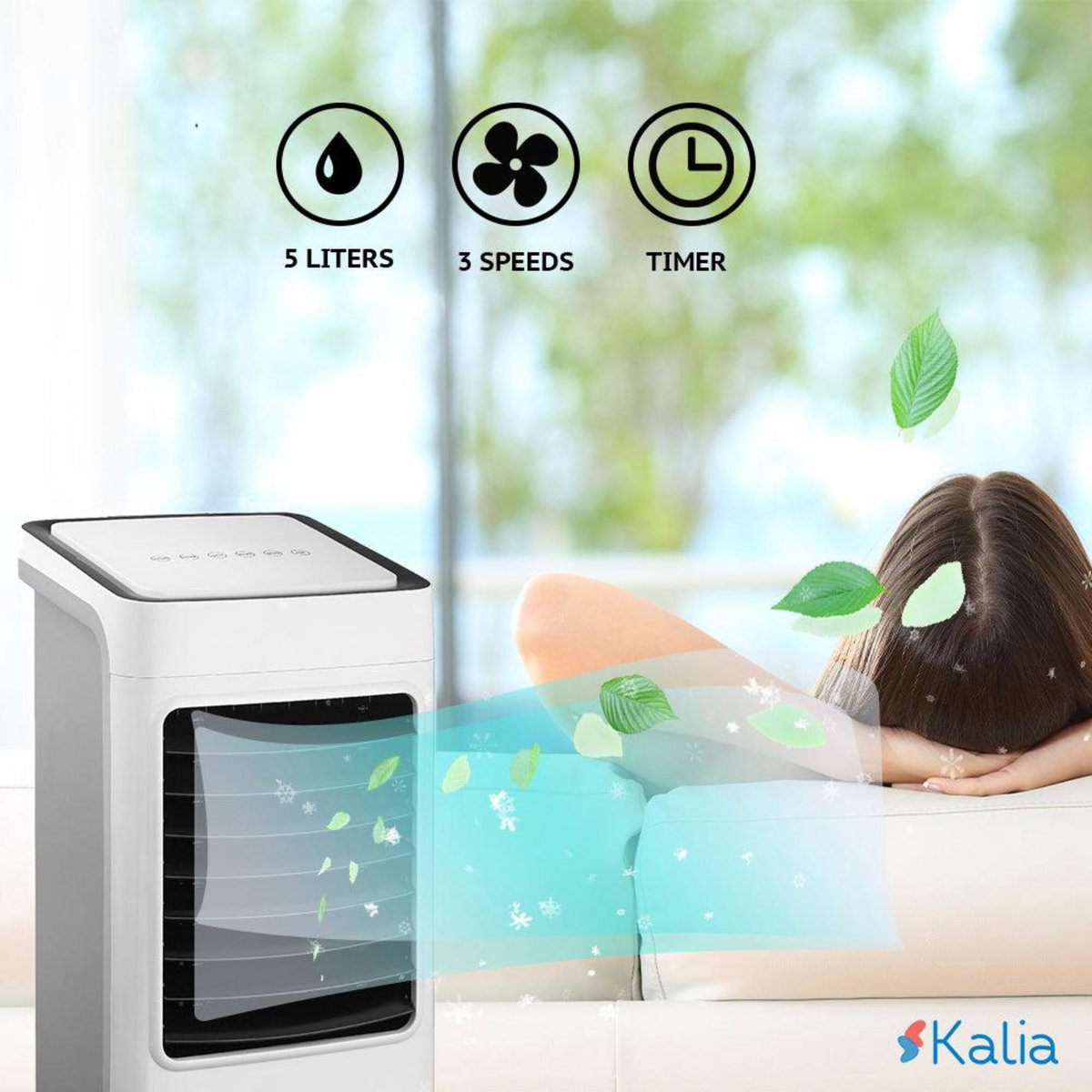 KALIA Rafraichisseur d'air humidificateur HARBIN Blanc ABS 80W