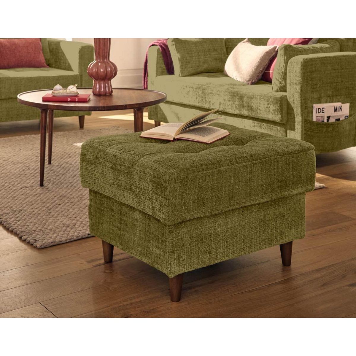 LISA DESIGN Anna - pouf en velours texturé - pieds en bois