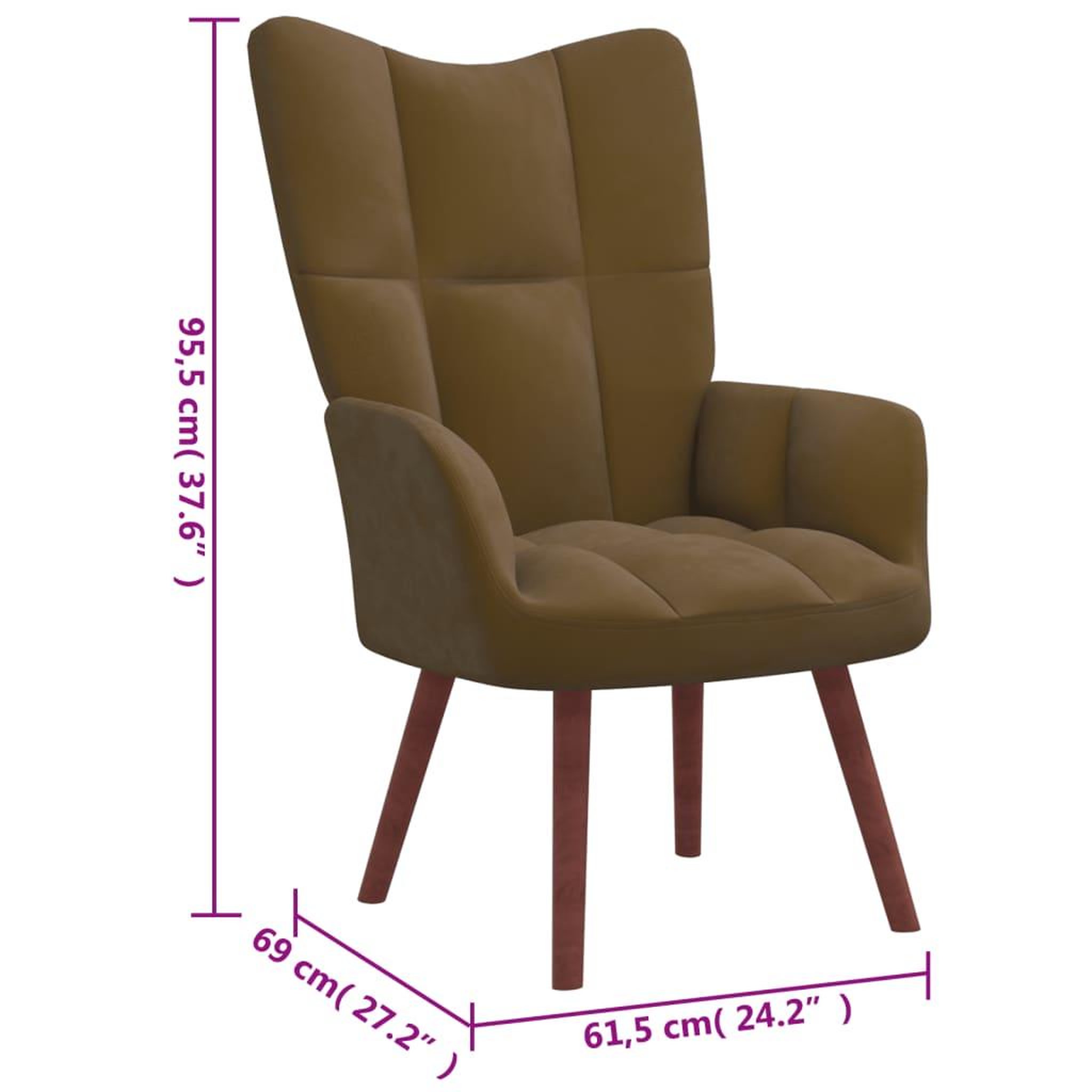 Voir la diapositive 6 : VIDAXL Chaise de relaxation avec repose-pied Marron Velours