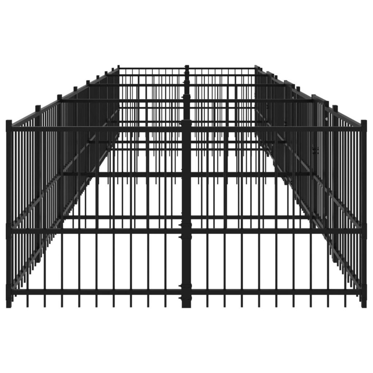 VIDAXL Chenil d'exterieur pour chiens Acier 15,02 m²