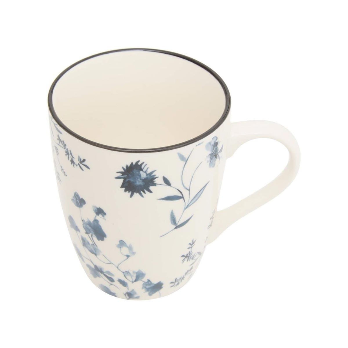 SECRET DE GOURMET Lot de 6 Mugs en Porcelaine  Umami Fleur  31cl Bleu