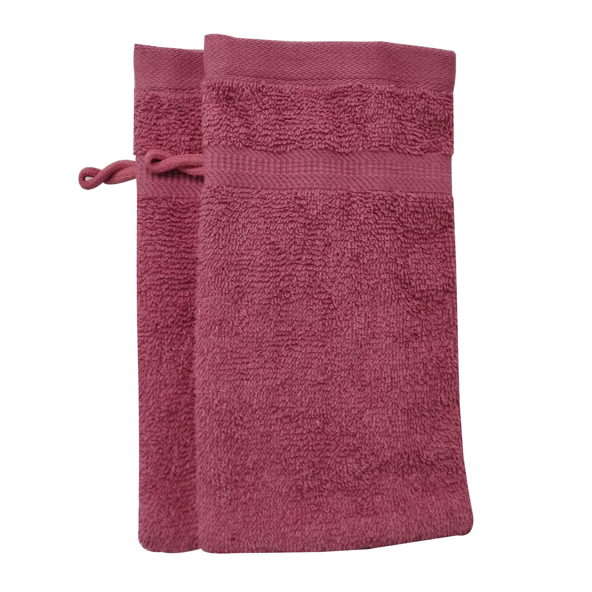 Lot de 2 gants de toilette uni en coton 450 g/m²