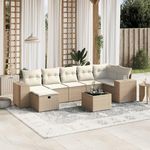 VIDAXL Salon de jardin avec coussins 8 pcs beige resine tressee