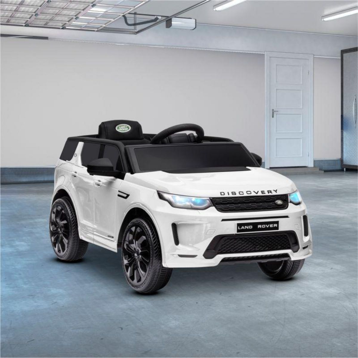 PLAY4FUN Voiture électrique SUV pour enfant Land Rover Discovery 2x 25W - marche AV/AR, Phares et Système audio