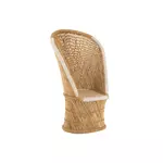 hellin fauteuil vintage à dossier haut en bambou naturel et blanc 1 place - paso