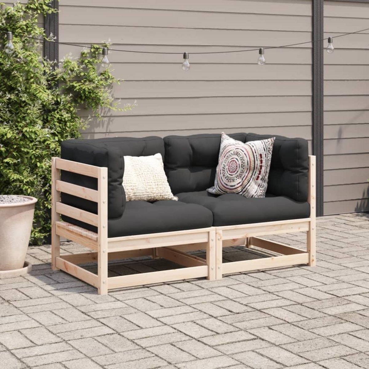 VIDAXL Salon de jardin 2 pcs bois de pin massif