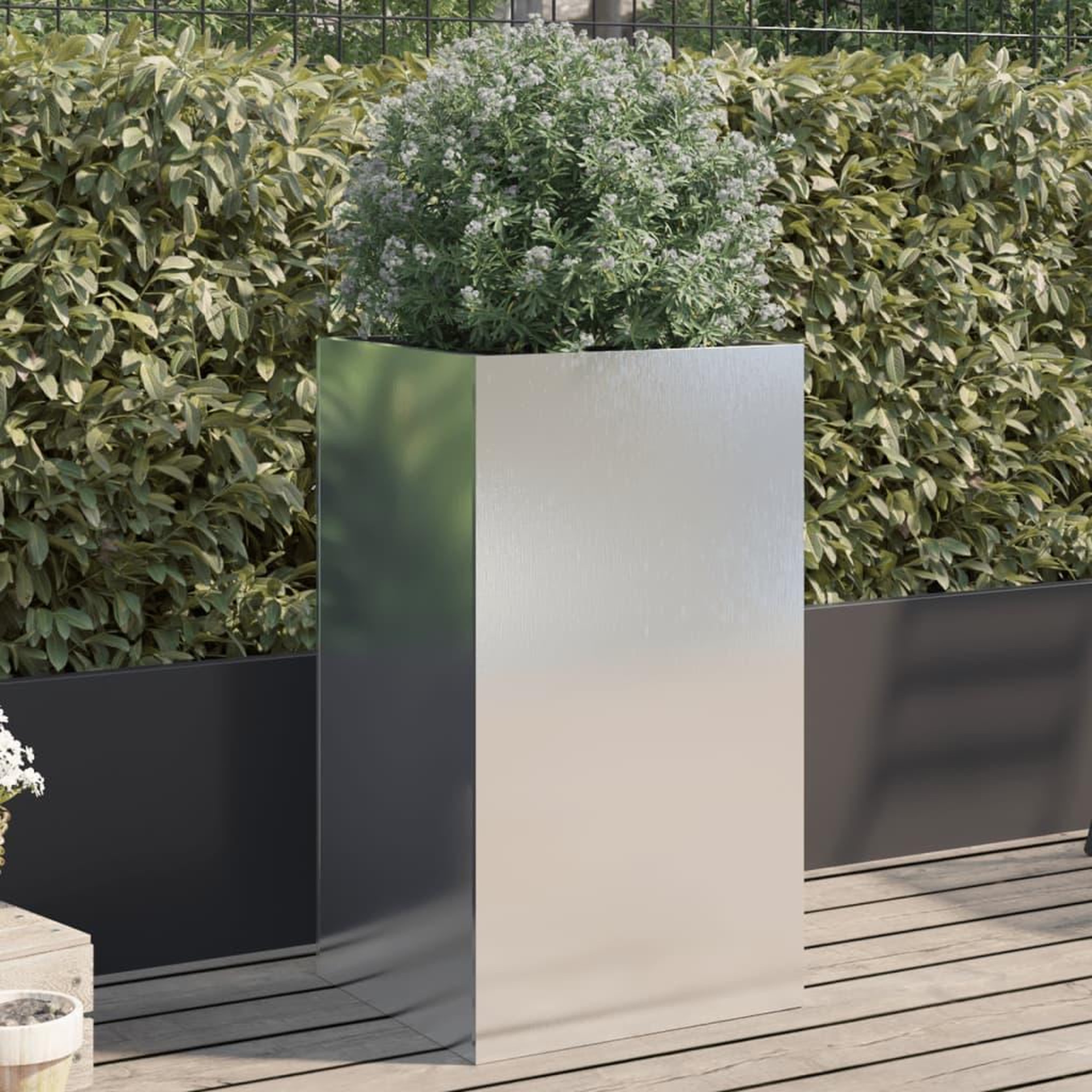 VIDAXL Jardiniere argente 42x38x75 cm acier inoxydable