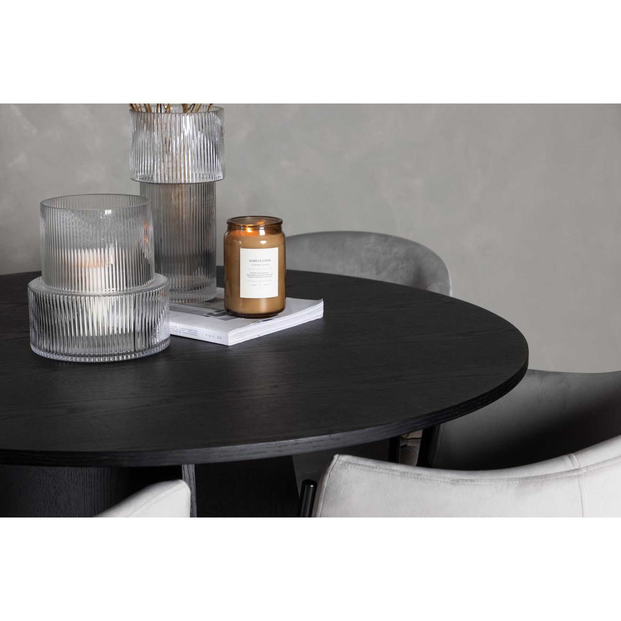 Voir la diapositive 6 : Paris Prix Ensemble table à manger & 4 chaises  bootcut & evelina  110cm noir & gris