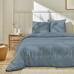 Home collection Parure housse de couette 2 pers 240x220 en gaze de coton- coton bleu
