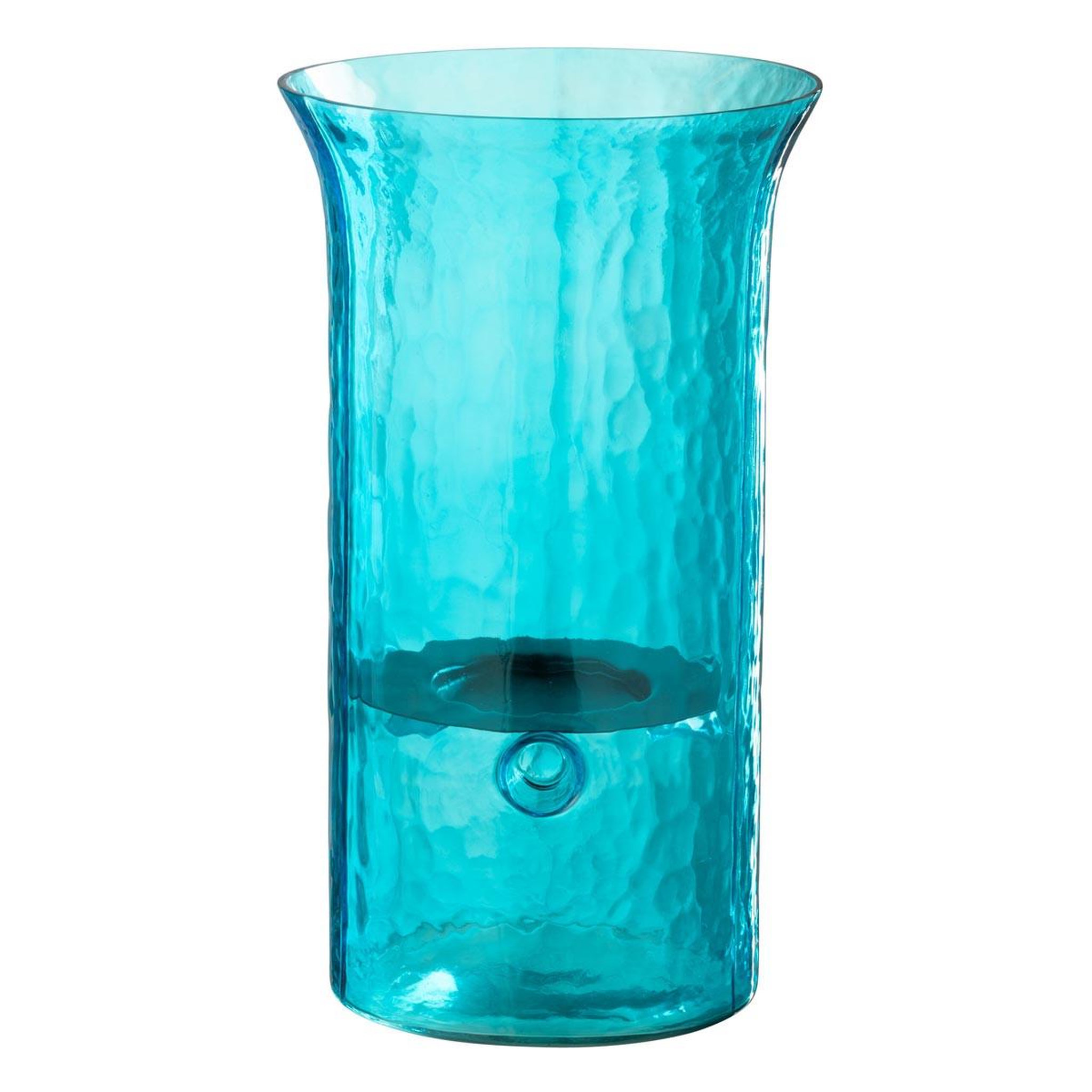 J-LINE Photophore étroit en verre  tarifa  34cm bleu azur