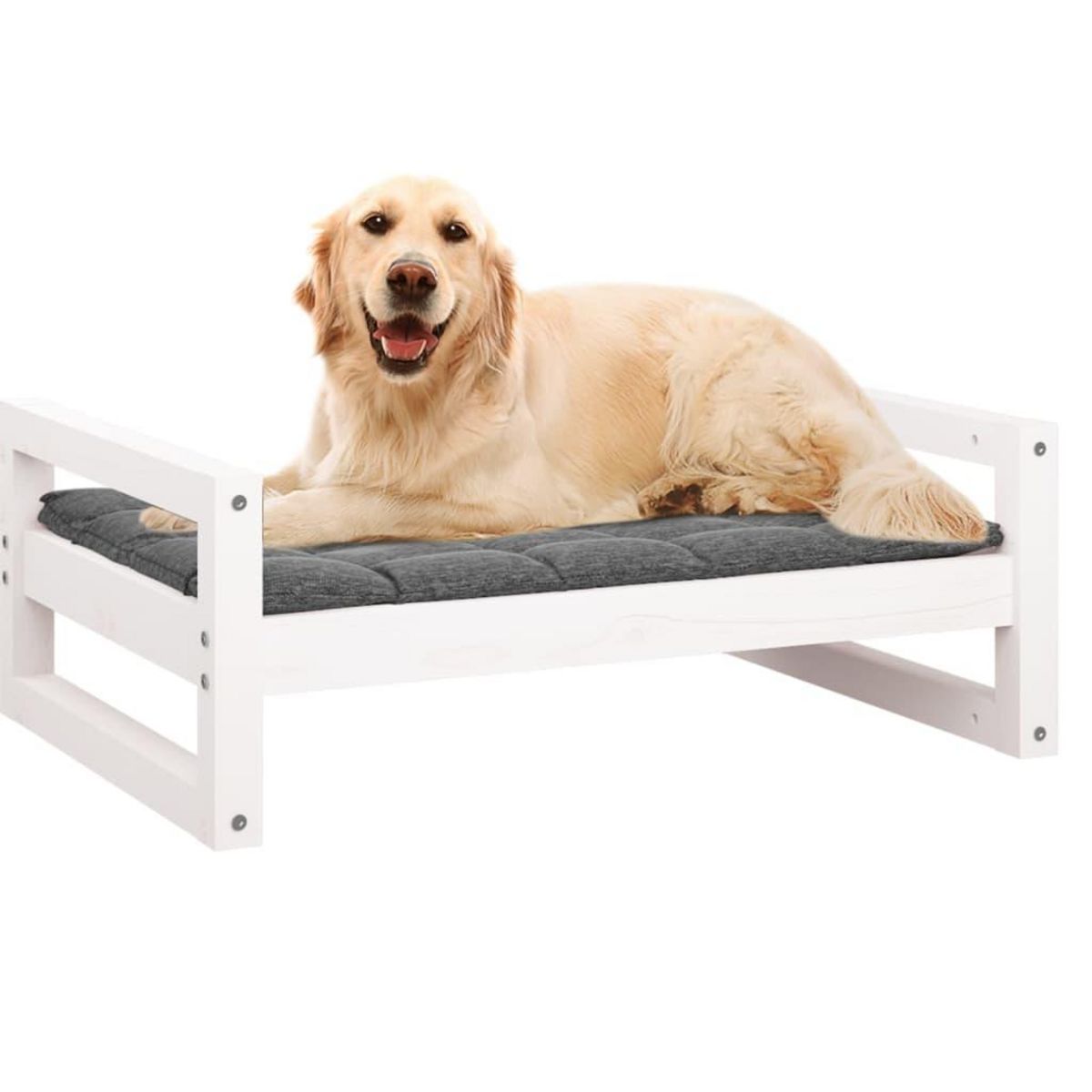 VIDAXL Lit pour chien Blanc 75,5x55,5x28 cm Bois de pin solide