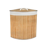 FORNORD Panier à linge d'angle en bambou avec couvercle