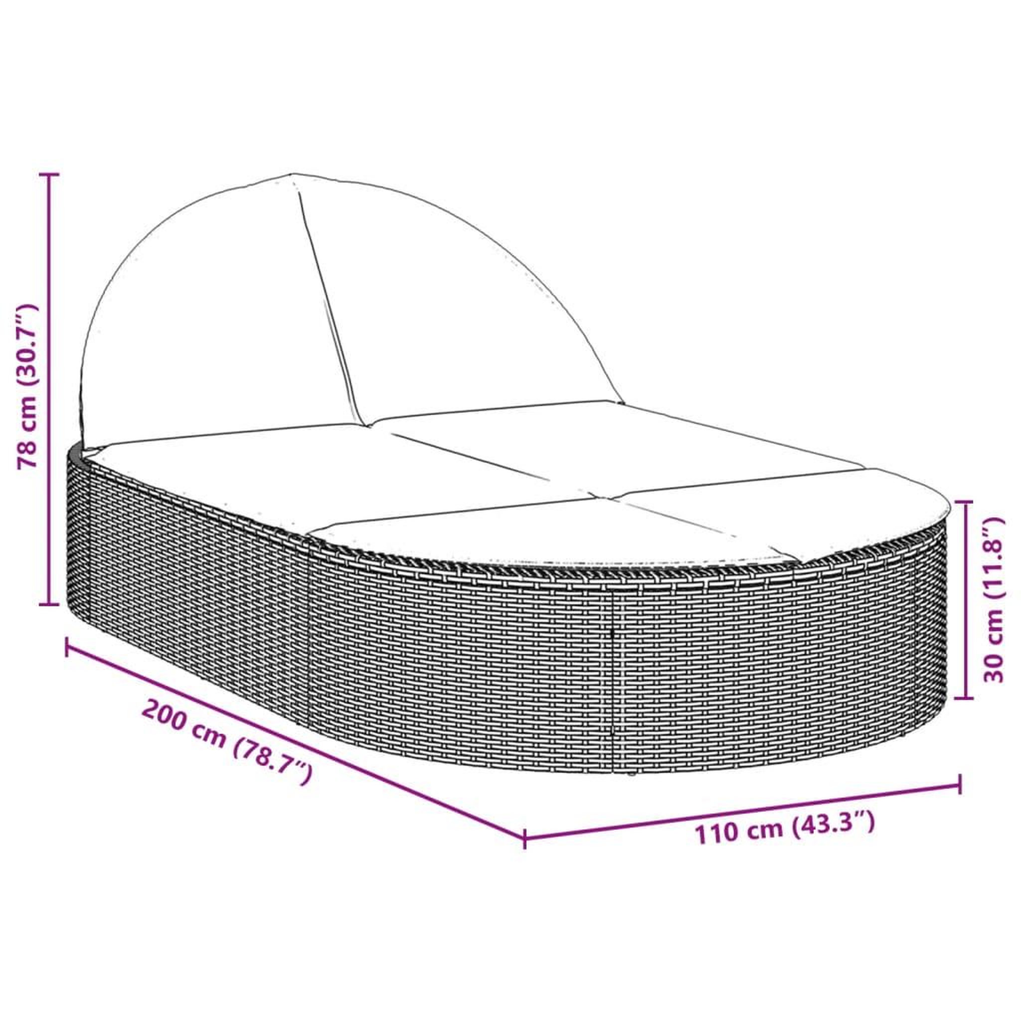 Voir la diapositive 6 : VIDAXL Chaise longue double avec coussins gris resine tressee