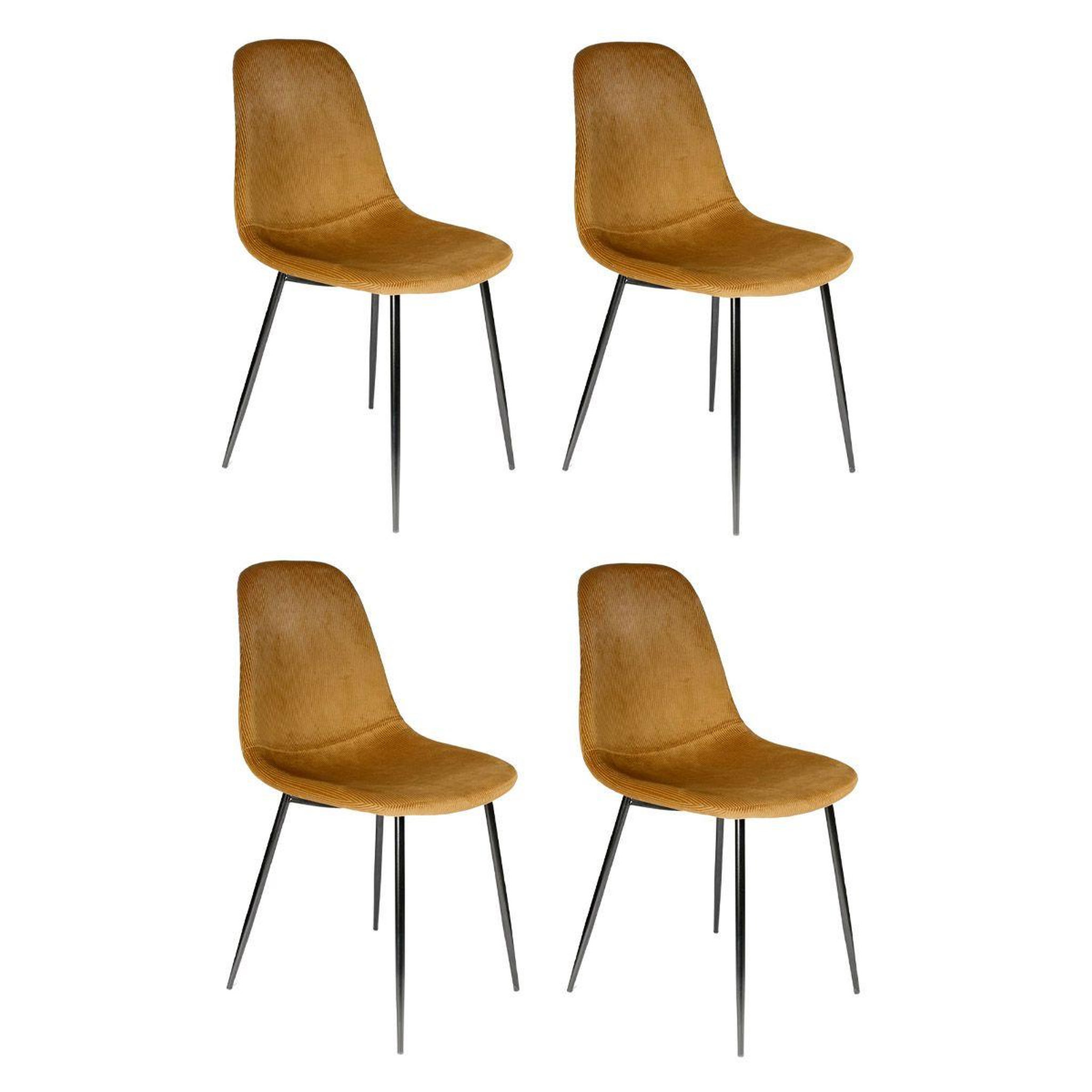 The Home Deco Factory Lot de 4 chaises velours  giulia  85cm moutarde