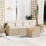 VIDAXL Salon de jardin avec coussins 5 pcs beige resine tressee