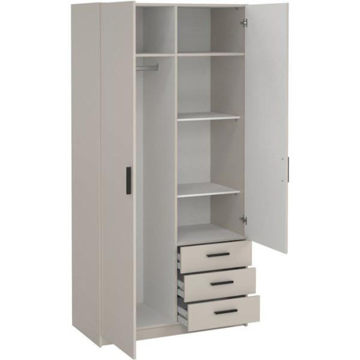 MARKET24 Armoire VEGA - Décor cachemire - 2 portes + 3 tiroirs - L 98,5 x P 49,8 x H200,4 cm