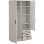 Voir la diapositive 3 : MARKET24 Armoire VEGA - Décor cachemire - 2 portes + 3 tiroirs - L 98,5 x P 49,8 x H200,4 cm