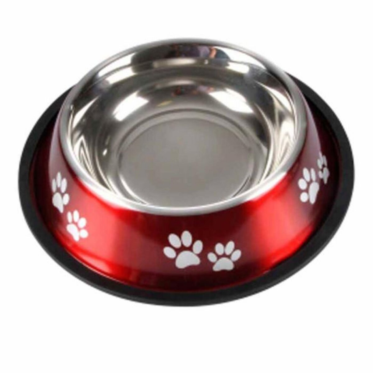 Paris Prix Gamelle Antidérapante Chien & Chat  Pattes  25cm Rouge