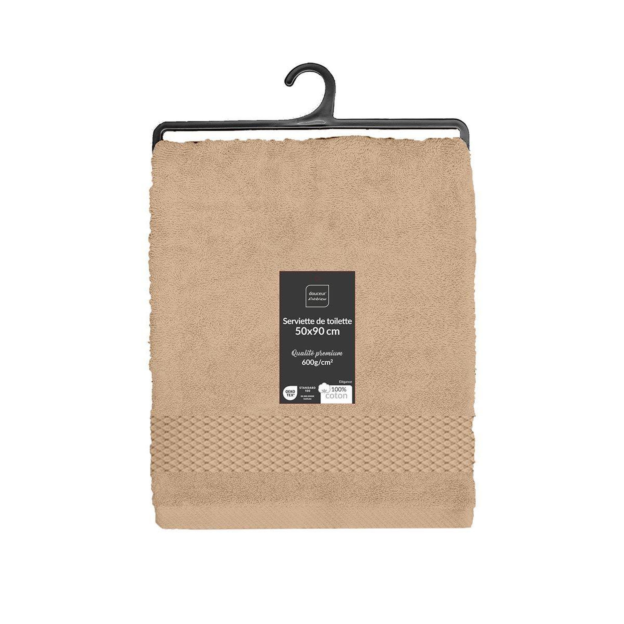 Voir la diapositive 6 : Douceur d'Intérieur Serviette de Toilette  Elegance  50x90cm Noisette