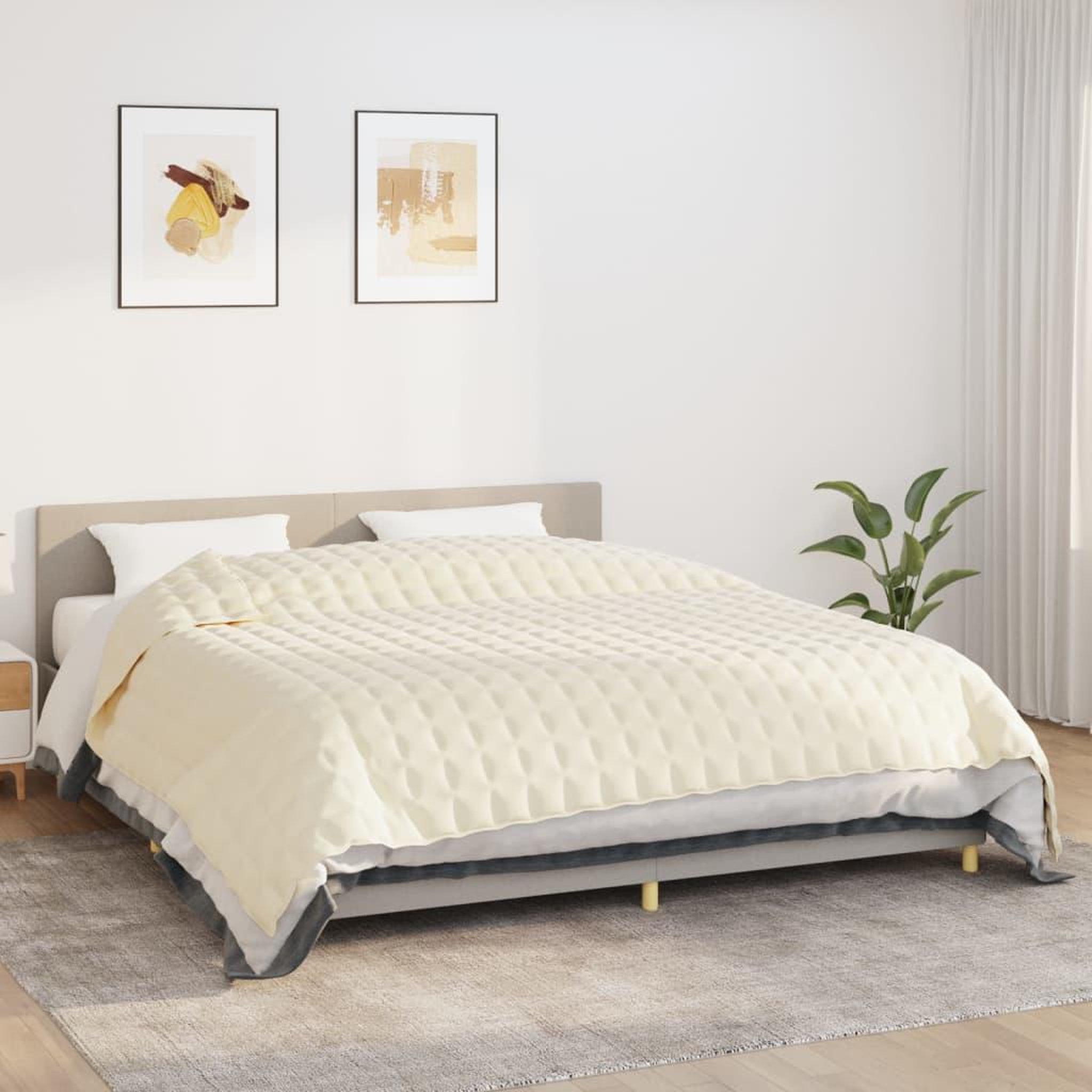 Voir la diapositive 1 : VIDAXL Couverture lestee Creme clair 235x290 cm 15 kg Tissu