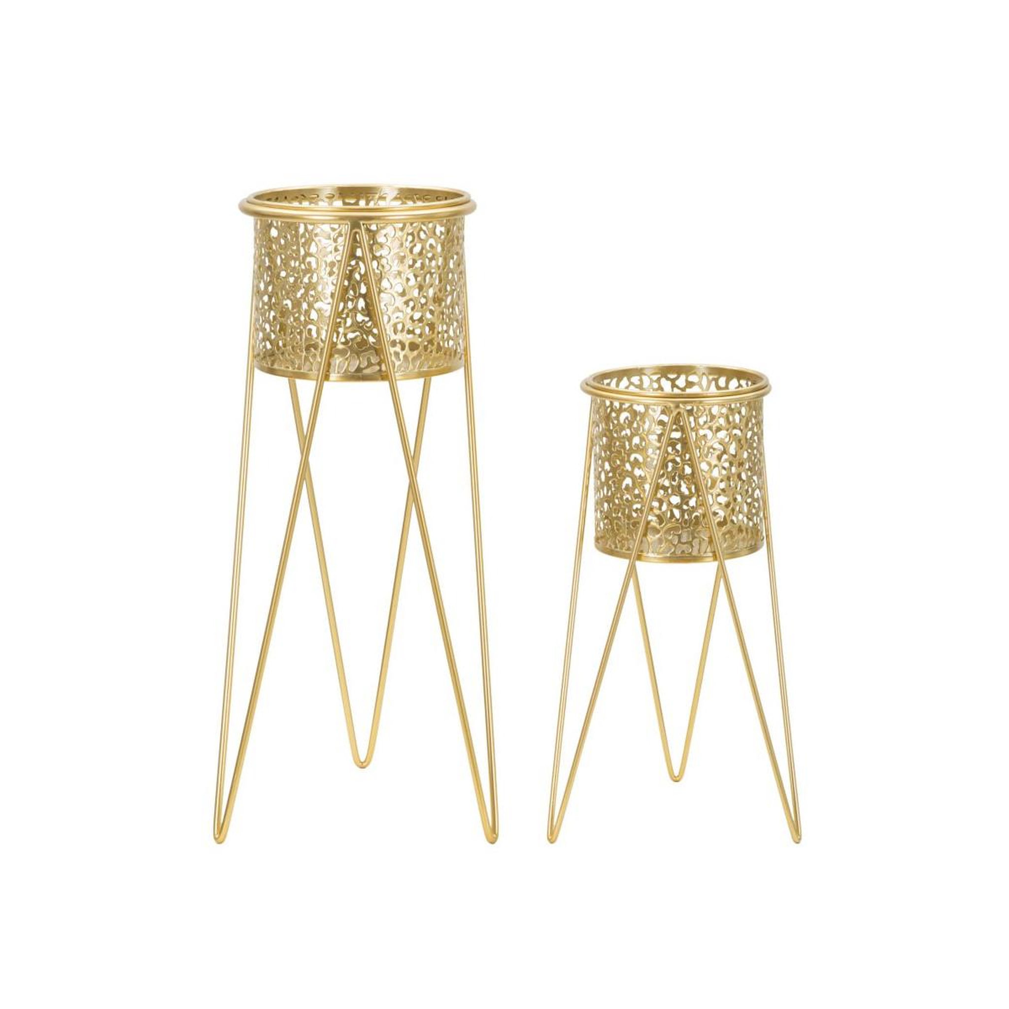Paris Prix Lot de 2 cache-pots sur pieds  eva  46cm or