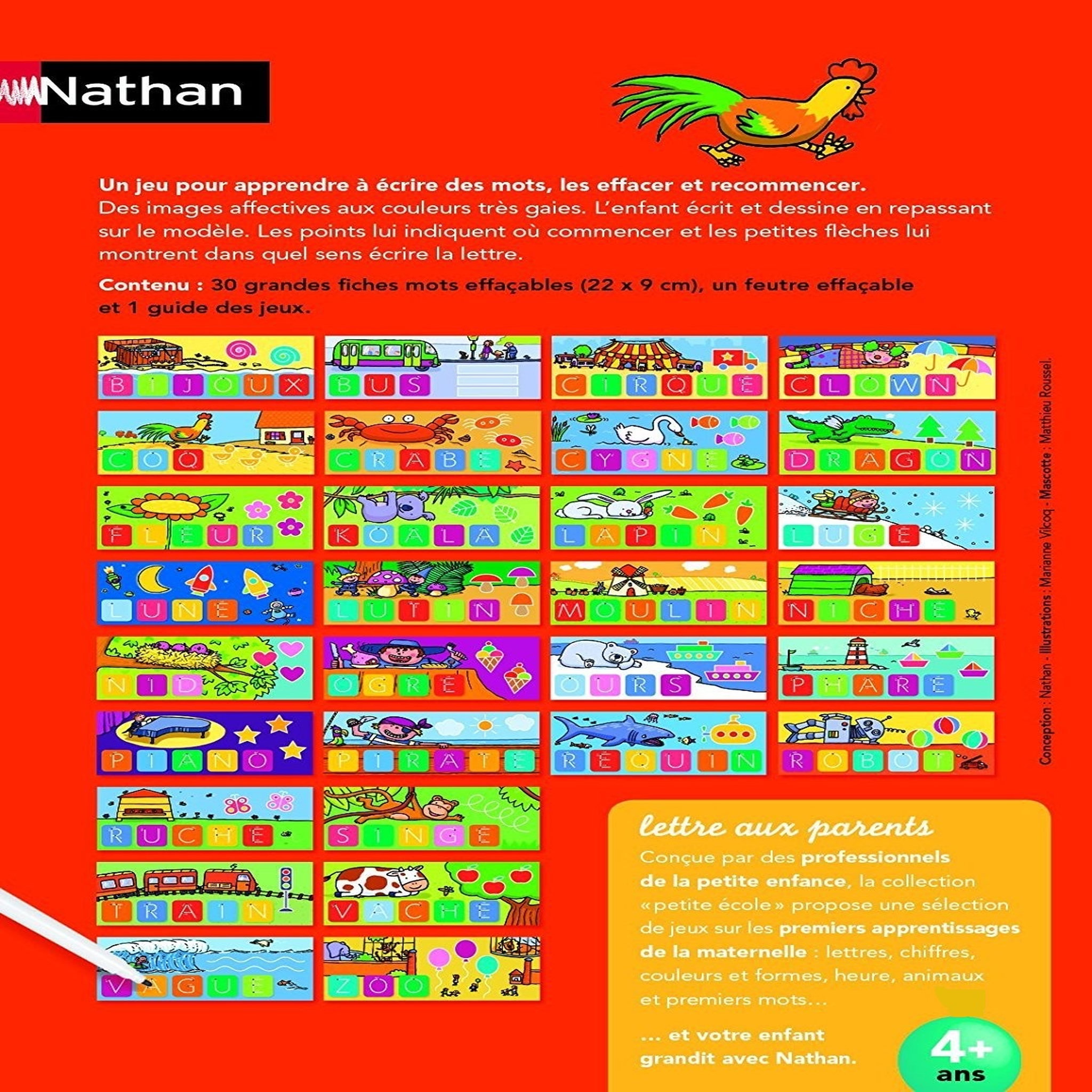 Voir la diapositive 4 : NATHAN J'écris les mots Jeu éducatif