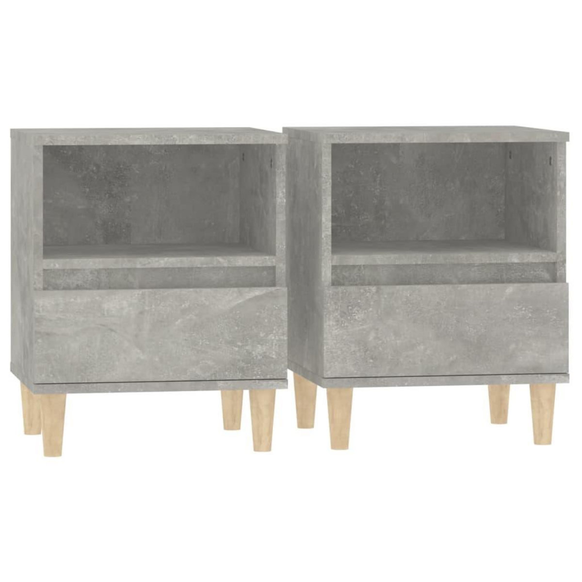VIDAXL Tables de chevet 2 pcs Gris beton 40x35x50 cm