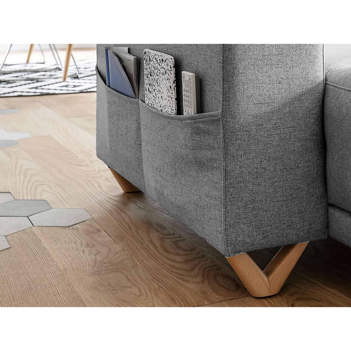 BEST MOBILIER Bella - canapé d'angle réversible convertible - avec coffre - 4 places - tissu