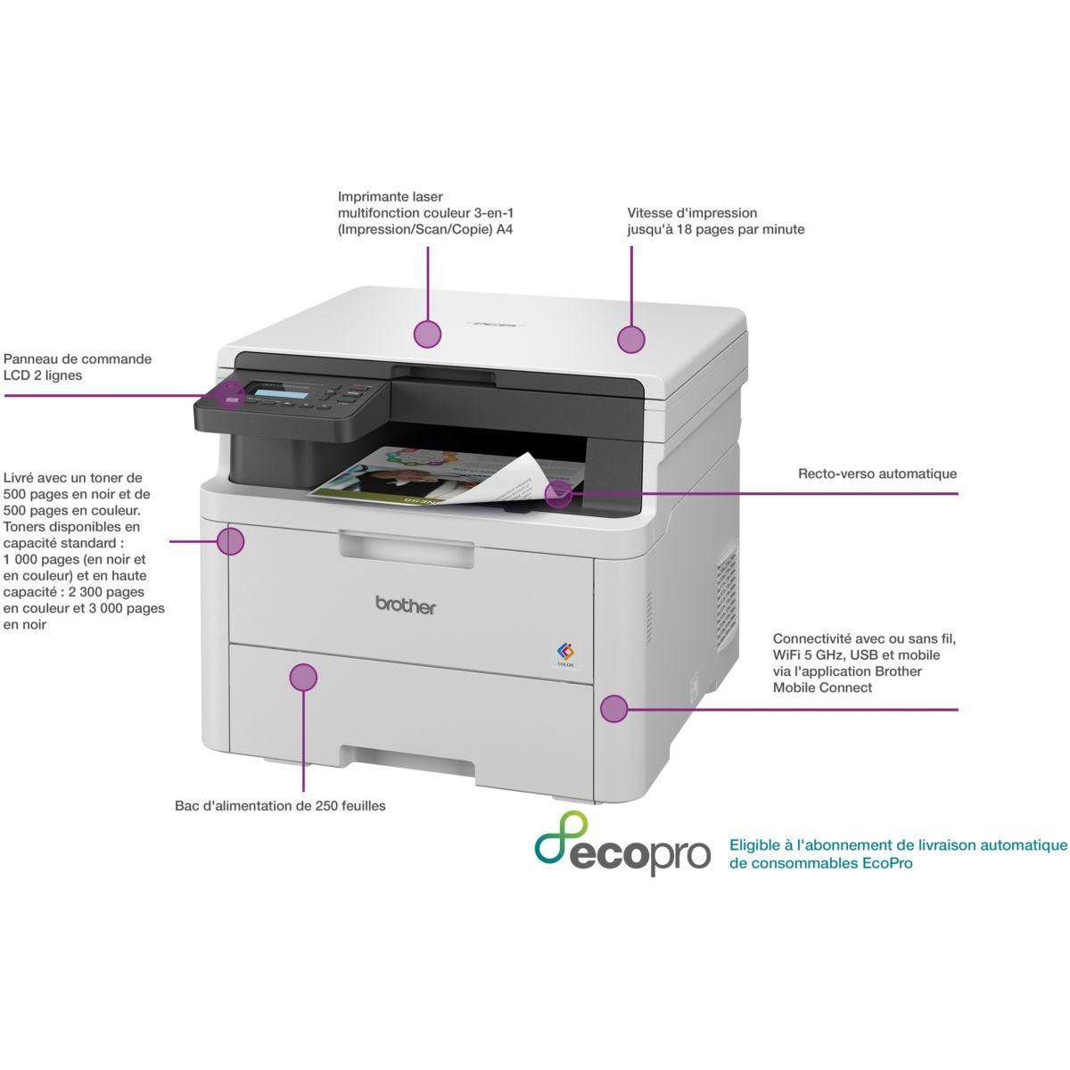 Brother Imprimante multifonction DCP-L3520CDWE éligible à EcoPro